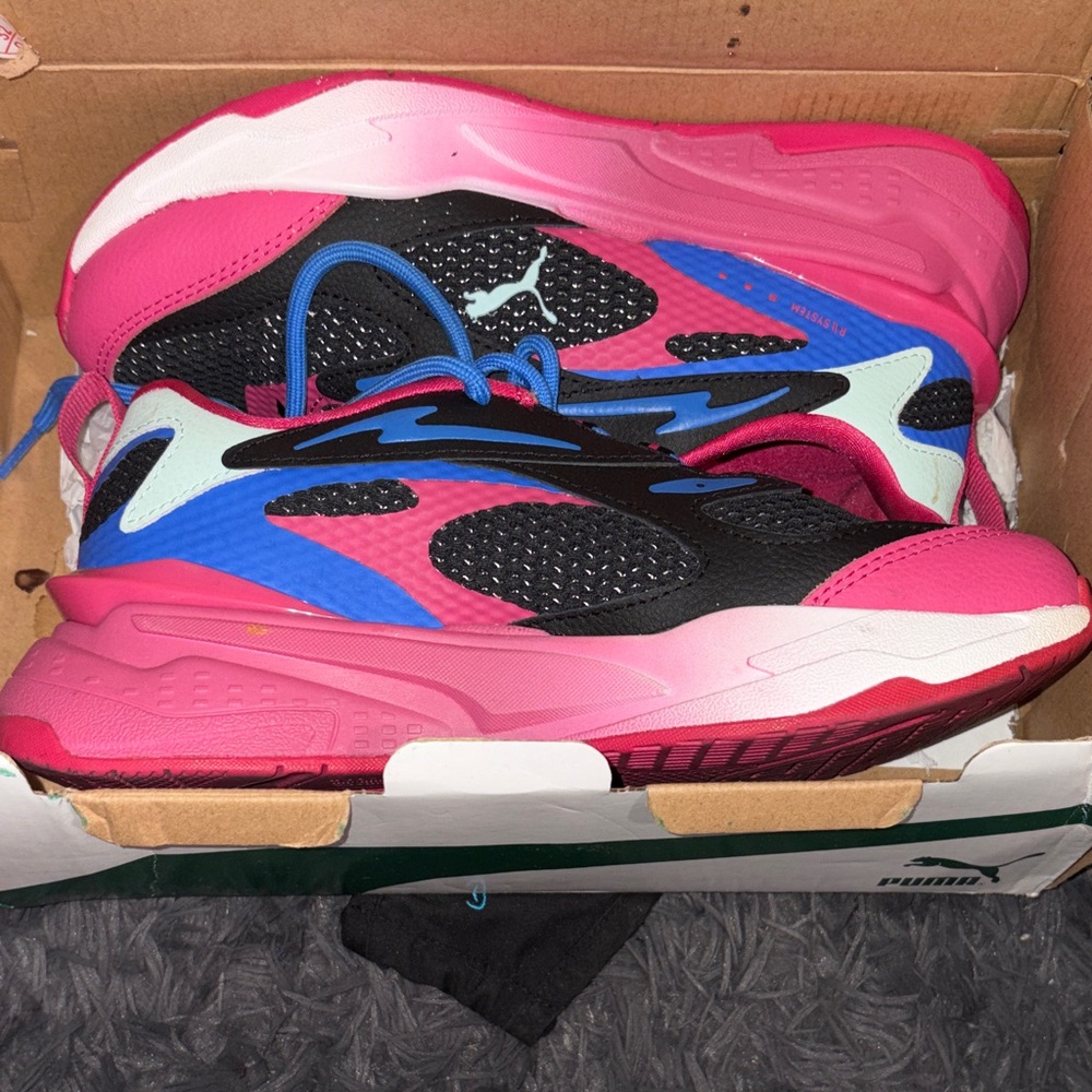 Puma Colorblock Running Sneakers in Pink, Black & Blue